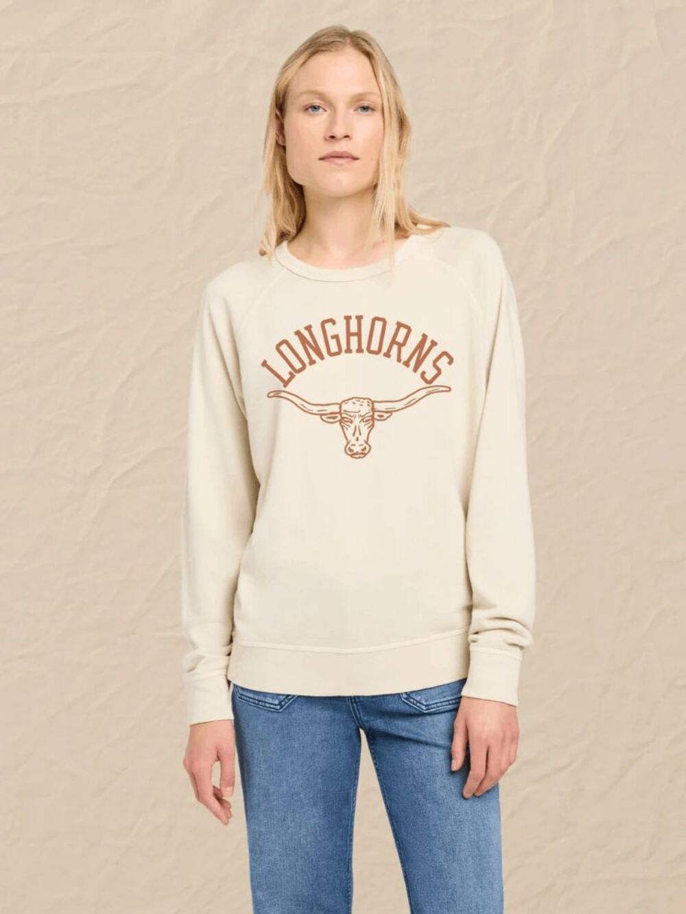 Faherty Summer Sand Texas Longhorn Cloud Crew Sweatshirt Women's Size Small